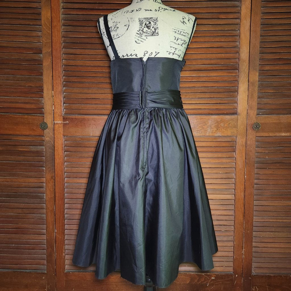 Mori Lee by Madeline Gardner A Line One Shoulder Black Cocktail Dress Size 12 - Picture 3 of 14